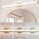 Modern LED Bathroom Vanity Light 48 inch 32W Dimmable 3CCT Bathroom Light Fixture Over Mirror Rectangle Bath Vanity Light Bar with Double Layer Acrylic Shade (Golden)