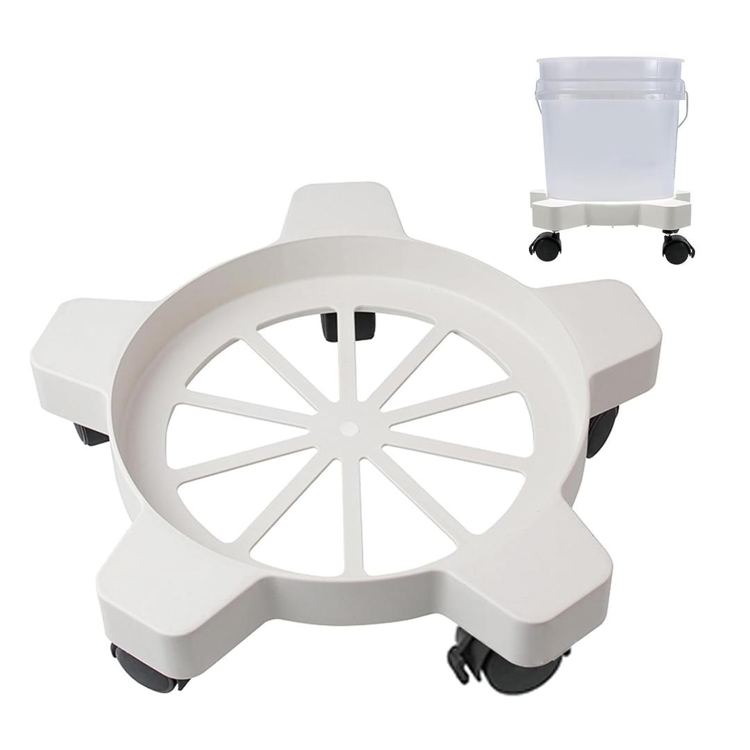 CNQLIS 5 Gallon Bucket Dolly with 5 Swivel Swivel Wheels,75 lbs, Car Wash Bucket Wheels No Tip or Spilling for Car Washing Garage Construction Flowerpot, White 