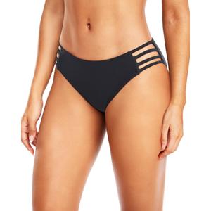 Tempt Me Women Strappy Bikini Bottom Full Coverage Bathing Suit Bottoms Swimsuit Bottom (Small, Black)