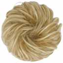 FESHFEN Messy Bun Hair Piece - Wavy Synthetic Chignon Scrunchies for Instant Volume, Elastic Bun Ponytail Hair Extensions Thick Hairpieces for Women, Lightest Ash Brown & Bleach Blonde 1.50 oz