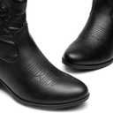 DREAM PAIRS Women's Western Cowboy Cowgirl Embroidered Ankle Boots Fashion Low chunky Heel Round Toe Fall Short Booties Shoes,Size 10,Black 
