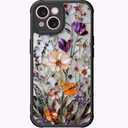 DEENAKIN for iPhone 13 Case Cute,Aesthetic Floral Hard Shell,Compatible with Magsafe,Trendy Unique Cool Retro Western Coquette Protective Slim Phone Cover for Women Girls,Marbled Floral Veins