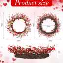 20inch Valentine's Day Wreath - Artificial Pink Wreath with Colorful Love Heart and Berries,Valentines Wreaths Decorations for Front Door Wedding Anniversary Party Candlelight Dinner Decorations