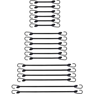 Mini Bungee Cords with Hooks 2 inch 4 inch 6 inch 9 inch, Assorted 18-Piece Set Package of Small Bungee Cords