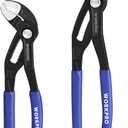 WORKPRO 7" & 10" Groove Joint Pliers Set, Upgraded Wide Opening Slip Joint Pliers Set, V-Jaw Quick Adjustable Plier, CR-V Steel, Dual Serrated, Water Pump Plier for Home & Industrial Repair, Soft Grip