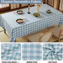 Blue Gingham Tablecloth,Cotton Heavy Weight Ruffled Edge Table Cloth Washable Wrinkle Free Rustic Buffalo Plaid Table Cover for Dining, Kitchen, Party, Home 102 x 60 Inch