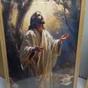 Framed Christian Jesus Canvas Wall Art, Jesus Praying Wall Decor Paintings, God Light Pictures Prints Religious Home Decor for Living Room Bedroom Church Prayer Room 16x24 inch