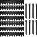 UltiTeque 8pcs Hammer in Landscape Metal Edging 36 in. (L) x 8 in. (W) Galvanized Steel Garden Edges 8 x 'Unique Shape' Ground Stakes Included 24FT in Total (Hollow-Carved Style), Black, ZY240303N4