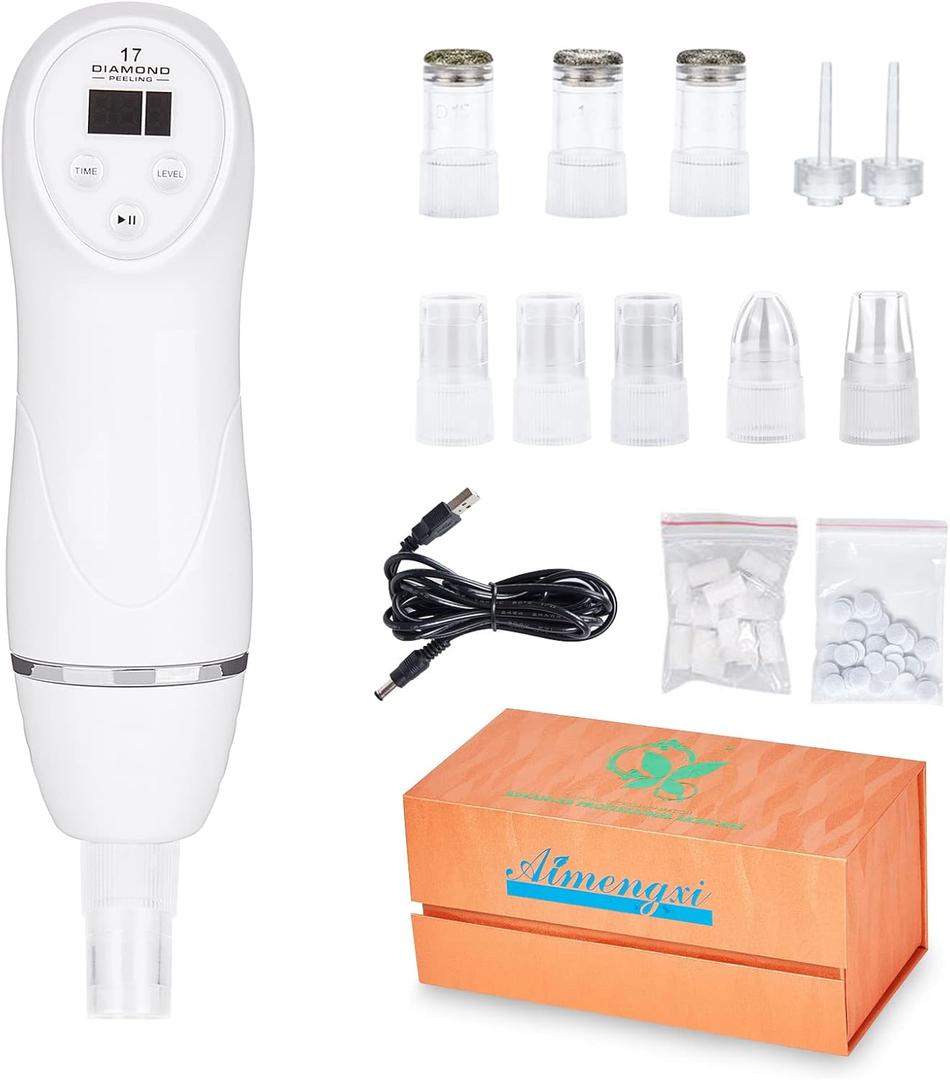 Diamond Microdermabrasion Machine Professional Blackhead Remover Vacuum Upgraded Facial Pore Cleaner Electric USB with 8 Probes Blackhead Remover Skincare Tool