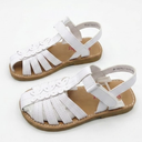 Girls Sandals Cute Closed Toe Summer Flat Sandals Dress Shoes for Little/Big Kids (White,9)