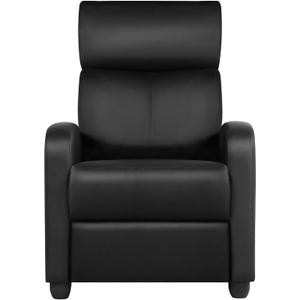 Yaheetech Home Theater Seating PU Leather Recliner Chair Modern Single Living Room Reclining Sofa with Pocket Spring Black
