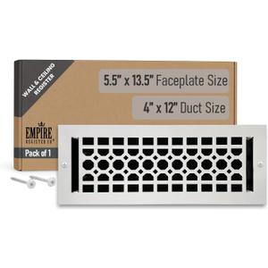 Empire Register Co, Ceiling & Wall Vent Cover - 4x12 inch, Honeycomb Design, White Finish, Metal Damper Attached, Measure Wall Hole Dimensions (not for Floor use)