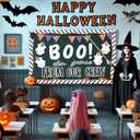 3 x Halloween Classroom Bulletin Board Decorations - 79 Pcs Ghost Bulletin Board Set With Ghost Boo Cutouts, Borders & Trim for School Door Wall Decor (Pink)