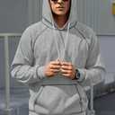 Men's Fleece-Lined Hoodie Thermal Midweight Casual Hooded Sweatshirt with Kangaroo Pocket (S-2XL) (Gray)