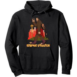 Grunge Rock and Roll Gift Seattle Sasquatch Rock On Pullover Hoodie