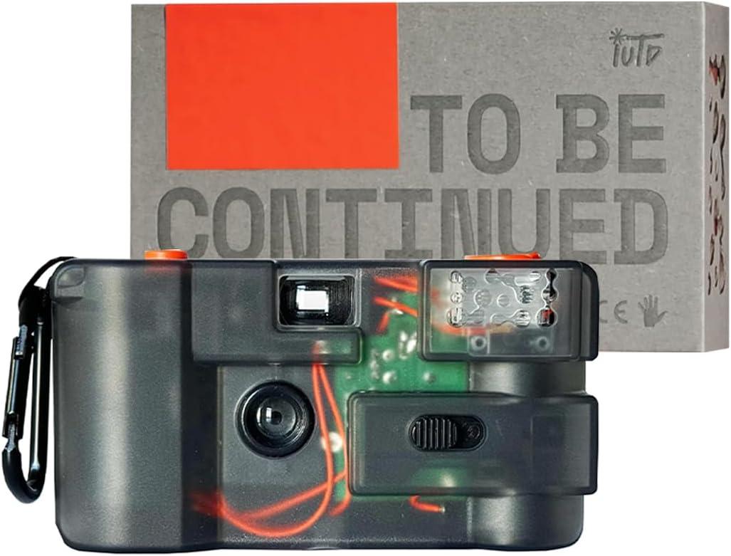 to Be Continued (TBC) Reusable 35mm Film Camera – Transparent Design, 28mm Wide Lens, Reloadable and Analog, Built-in Flash, Point and Shoot