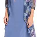 R&M Richards Women's Metallic Floral Print Mesh Jacket & ITY Tank Dress