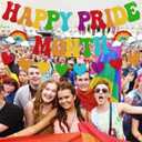 Happy Pride Month Banner LGBTQ+ Decoration Rainbow Party Decor Peace Love Pride Hope Diversity Equality Queer History Celebration Party Supplies