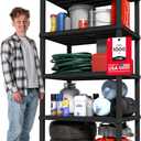 IRIS USA 5-Shelf Extra Heavy Duty Deep Plastic Storage Shelves, 1000lb Capacity, 75" H x 36" W x 24" D, Large Modular Shelving Unit Storage Organizer for Garage, Home, Warehouse & Gym, Rack - Black