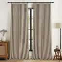 70 Inch Extra Wide Blackout Curtain 1 Panels 84 Inches Long for Living Room, Pinch Pleated Natural Linen Cream Beige Thermal Drapes with Back Tab Noise Canceling Privacy for Bedroom Large Window Birch