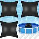 Capoda 3 Pcs Pool Pillows for Above Ground Pools 4 x 4 ft Winter Pillow Ultra Thick & Cold-Resistant 0.2 mm PVC Air Pillow for Winterizing Rope Included (Square,Black)