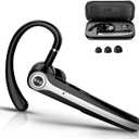 Bluetooth Headset, Wireless Bluetooth Earpiece with ENC Noise Canceling Mic, 120Hrs Talk Single-Ear Headphones, LED Display, IPX7, V5.4 Hand-Free Earphone for Business/Trucker/Driver(Deep black)