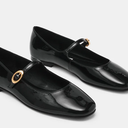 Steve Madden Lolli Black Patent Mary Jane Ballet Flats, Black, Size 4