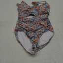 Eomenie Women's One Piece Swimsuit Tummy Control Slimming Bathing Suit Cutout Tie Knot Swimwear M Orange Floral Printed