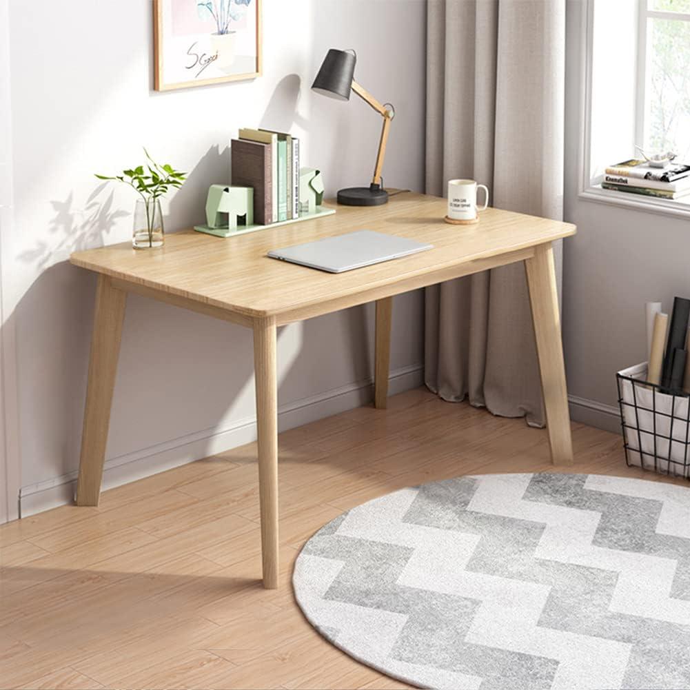 IOTXY Simple Wooden Writing Desk - Modern Minimalist Style PC Laptop Computer Workbench with Solid Wood Legs, 31.5" W Home Office Work Table for TV Stand Music Video Live Broadcast Workstation, Oak