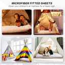 Breling Kids Air Mattress Fitted Sheets Compatible with Intex Cozy Kidz (Sheet Only) Toddler Inflatable Mattress Sheets for Kids Sleepover Party Travel Camping Airbed(White,8 Pcs)