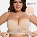 Strapless Longline Bra for Women Convertible Multiway Lace Corset Lift Up Bras Underwired Plus Size (Beige)