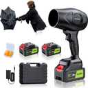 980,000 RPM Cordless Leaf Blower - 21V Electric Handheld Leaf Blower with 24.0Ah Batteries & Fast Charger - Lightweight for Patio, Lawn, Yard, Deck Cleaning - Light Black