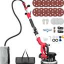 Drywall Sander, 1000W Popcorn Ceiling Removal Tool, Foldable Automatic Drywall Sander with Vacuum Dust Collection, LED Light, 6 Variable Speed 800-2200RPM,15Pcs Sanding Discs (Red