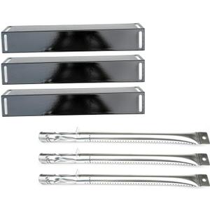 Direct Store Parts Kit DG116 Replacement for BBQ Grillware GGPL-2100 Gas Grill Burners, Heat Plates-3 Pack (Stainless Steel Burner + Porcelain Steel Heat Plate)