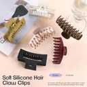 6 Pack Cloud Claw Clip for Women, 4" Large TPEE-Silicone Hair Claws, Bendable & Unbreakable Non-Slip Cozy Hair Clip for Thin/Thick/Curly Hair, Flexible & Durable All-Day Comfort Mutil Color 4 (Multi-Color4: Black, Cream, Espresso, Red, Pink, Yellow)