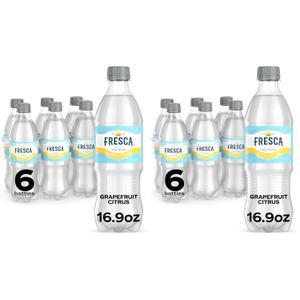 Fresca Grapefruit Citrus Sparkling Soda Water | Bottles | 16.9 fl oz | 12 Pack (BBD: December 30 2024)