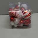 36ct Christmas Ball Ornaments Sets, Red & White Shatterproof Balls for Christmas Tree Decorations Assorted Shapes and Sizes Hanging Ball for Holiday Festival and Party Decoration (Red White)