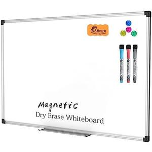XBoard Magnetic Dry Erase Board/Whiteboard, 36 X 24 Inches, Double Sided White Board,1 Dry Eraser & 3 Dry Erase Markers & 4 Push Pin Magnets