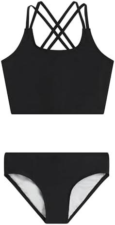Kanu Surf Girls' Waverly UPF 50+ Beach Sport Criss-Cross Tankini Size 10