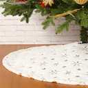 Sattiyrch Sequin Christmas Tree Skirt with Golden Snowflakes,Faux Fur White Soft Christmas Decorations for 4FT 5FT Xmas Tree（Golden Sonwflakes,30in ）
