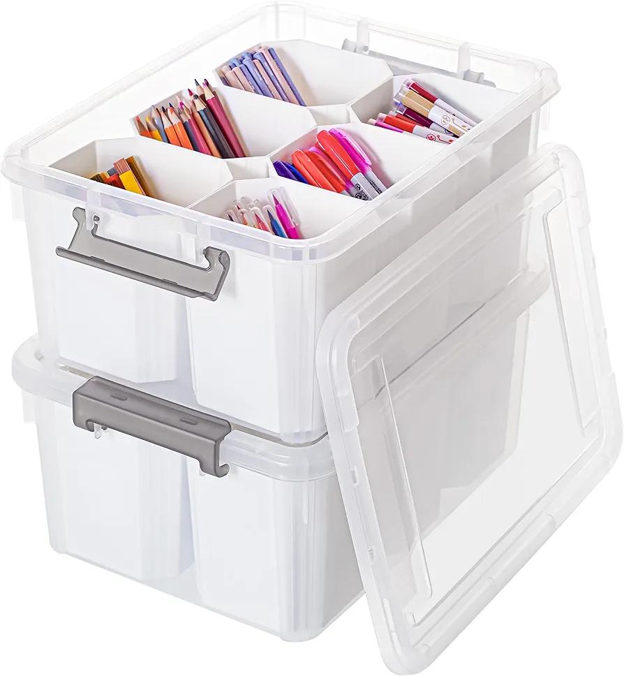 Citylife 17 QT Plastic Storage Bins Clear Storage Box with Lids Multipurpose Stackable Storage Containers for Organizing Tool, Craft, Crayon