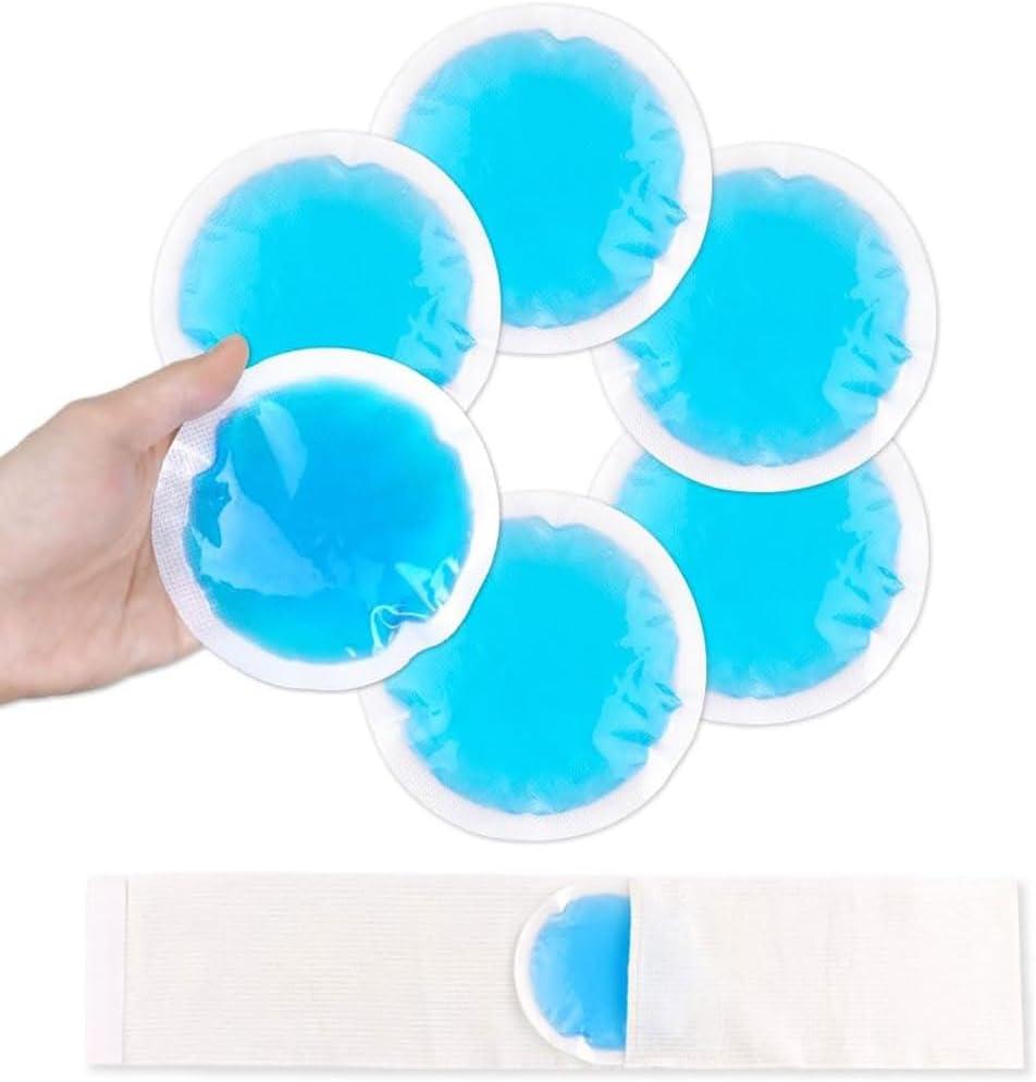 NEWGO Small Ice Packs for Injuries, 6 Pack Round Ice Packs for Face, Hot and Cold Gel Ice Pack Circular Cold Compress with Cloth Backing & Sleeve for Pain Relief, Toothaches, Breast Surgery