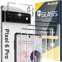 [3+1 Pack] for Google Pixel 6 Pro Screen Protector, 9H Tempered Glass, Ultrasonic Fingerprint Compatible, 3D Curved, HD Clear Scratch Resistant for Google Pixel 6 Pro 5G Glass Screen Protector