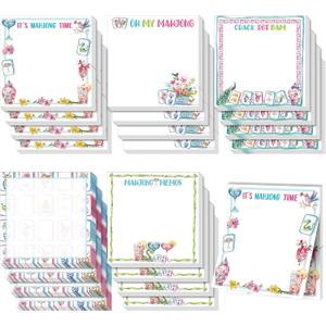 Gueevin 20 Pcs Mahjong Sticky Notes Gifts Self Adhesive Mah Jong Notepads Mahjong Lovers Gifts for Home Office School Mah Jong Party Decorations Supplies, 3" x 3"(Artistic Style)