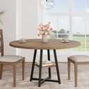 GAOMON 47" Round Dining Table for 4-6 People, Wooden Circle Kitchen Table with Storage Shelf, Industrial Dining Room Table for Kitchen, Dining Room, Save Space