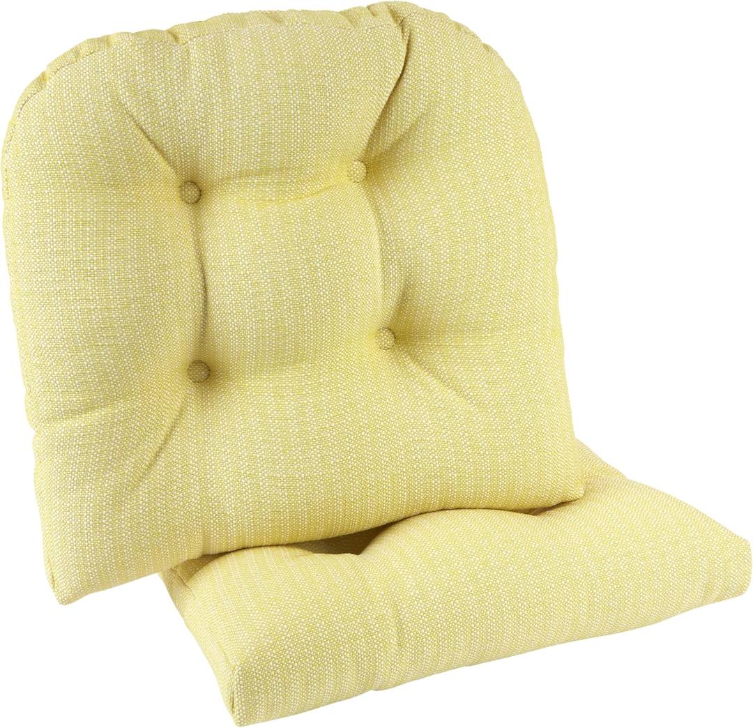 Klear Vu Gripper Overstuffed Universal Non-Slip Dining Chair Cushions for Kitchen Decor or Office Use, U-Shaped Skid-Proof Seat Pad, 15x15 Inches, 2 Count (Pack of 1), Solid Yellow