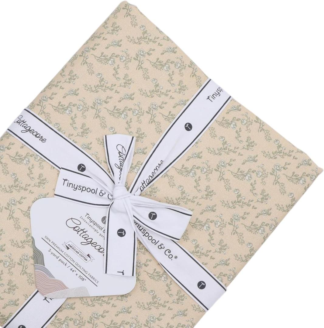 Tinyspool & Co. 100% American Cotton Fabric  3 Yard Cut Quilting Fabric  Prewashed Preshrunk Yardage for Quilt Backing Borders Binding Sewing Crafts  Cottagecore No.14  Meadowlark Yellow