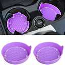 Amooca Car Cup Coaster Universal Non-Slip Cup Holders Bling Crystal Rhinestone Car Interior Accessories 2 Pack Purple