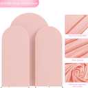 Wokceer Wedding Arch Cover (7.2FT, 6.6FT, 6FT) Set of 3 Spandex Fitted Wedding Arch Stand Covers for Round Top Chiara Arch Backdrop Stands Cover for Birthday Party Ceremony Banquet Decor Pale Pink