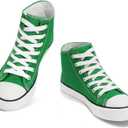 Womens High Top Canvas Sneakers, Lace up Fashion Tennis Shoes for Women Casual Classic Walking Shoe for Everyday Wear (8, Green)